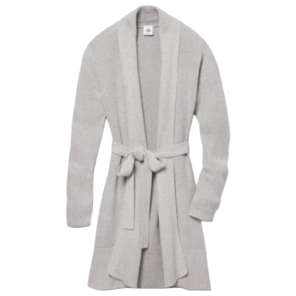 CAbi Exhale Gray Open Front Tie Cardigan Sweater